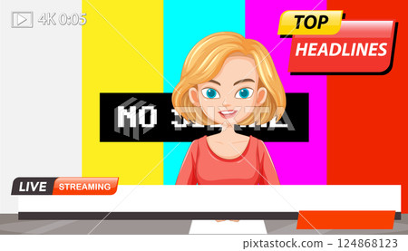 Animated News Anchor Illustration 124868123
