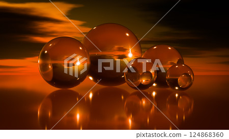 Transparent large balls on glass 124868360