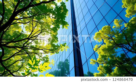 green forest with sunlight 124868470