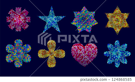 Collection of colorful halftone shapes 124868585