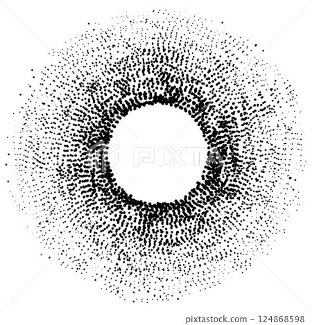Abstract circular pattern of dispersed particles. Abstract circular pattern of dispersed particles. 124868598