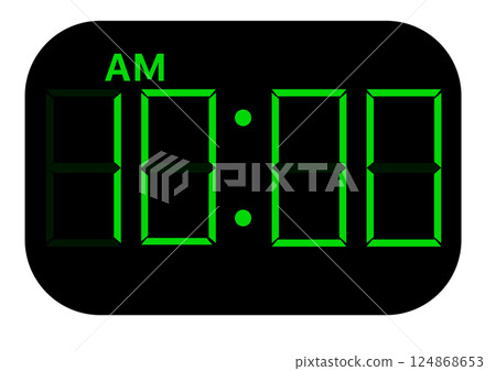 AM digital clock 10 o'clock 124868653