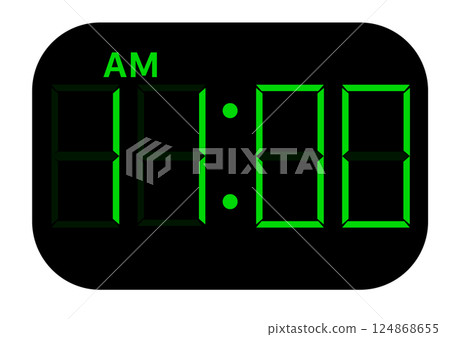 AM digital clock 11 o'clock 124868655