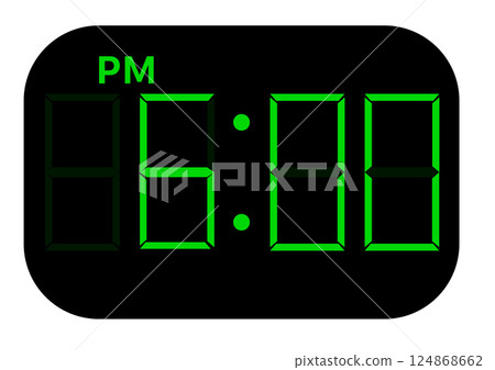 PM digital clock 6 o'clock PM digital clock 6 o'clock 124868662