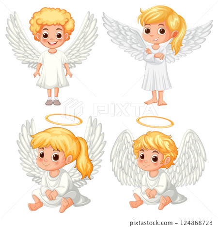 Cute Angelic Children with Wings 124868723