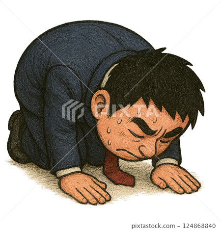 一名西裝革履的商人跪地絕望地道歉 一名西裝革履的商人跪地絕望地道歉 124868840