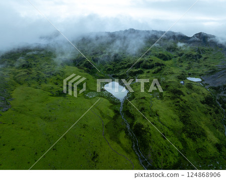 Aerial view of beautiful high altitude grassland mountain landscape 124868906
