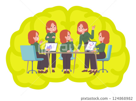 一群紅頭髮的女人正在開內部會議 124868982