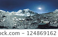 360 vr of the Everest Base camp at Khumbu glacier. Khumbu valley, Sagarmatha national park, Nepal of the Himalayas. EBC track route near Gorak Shep. 124869162