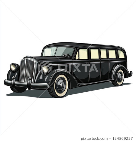 Vintage black hearse illustration. 124869237