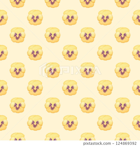 Vintage Pansy Seamless Floral Pattern Yellow background Vintage Pansy Seamless Floral Pattern Yellow background 124869392