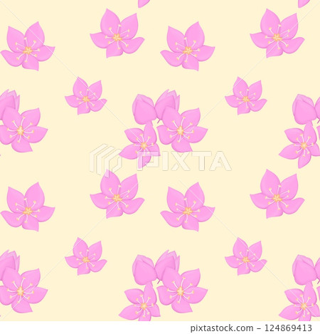 Vintage Mexican Creeper Seamless Floral Pattern Yellow background Vintage Mexican Creeper Seamless Floral Pattern Yellow background 124869413