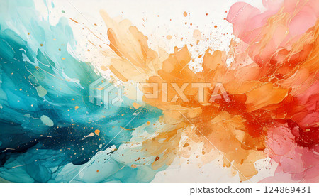 彩色人工智慧生成的水彩背景 124869431