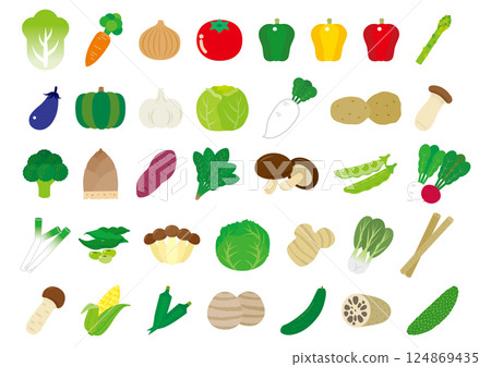 可愛的蔬菜插圖集 可愛的蔬菜插圖集 124869435
