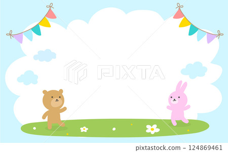 An illustration with bear and rabbit characters An illustration with bear and rabbit characters 124869461