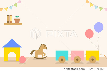 Illustration of playroom background with toys 124869465