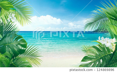 Sea generation AI watercolor background Sea generation AI watercolor background 124869896