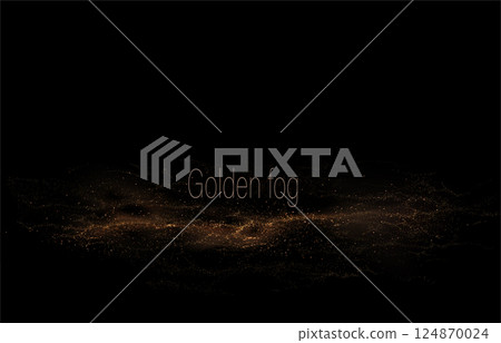 Isolated composition with golden chaotic pattern on black background 124870024