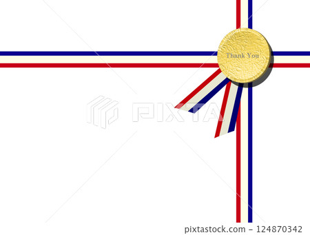 三色時尚絲帶插圖，帶有感謝文字和影印空間 124870342