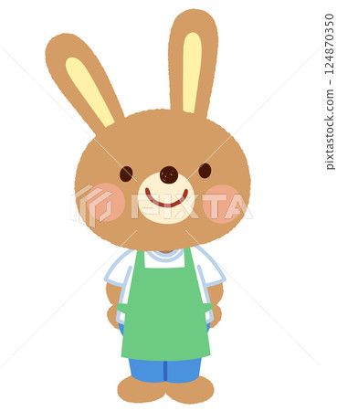 可愛兔子人物圍裙職員 124870350