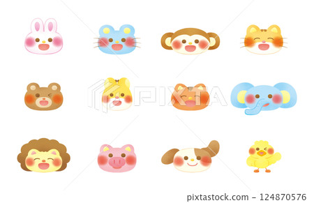 Different kinds of animal faces 124870576
