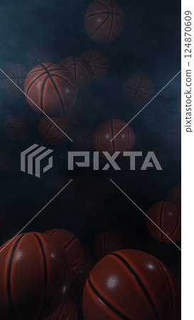 Flying Basketball In Night Light, 3D illustration Background for advertising and wallpaper in sports and Basketball scene. 3D rendering in decorative concept. Flying Basketball In Night Light, 3D illustration Background for advertising and wallpaper in sports and Basketball scene. 3D rendering in decorative concept. 124870609