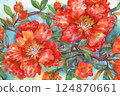 石榴花*夏花背景素材 124870661