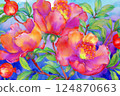 石榴花*夏花背景素材 124870663