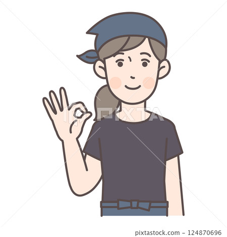 女餐廳工作人員打出「OK」手勢 124870696