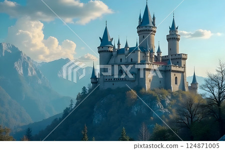 beautiful castle on mountain beautiful castle on mountain 124871005