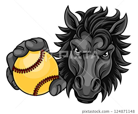 Horse Mustang Stallion Softball Sports Team Mascot 124871148
