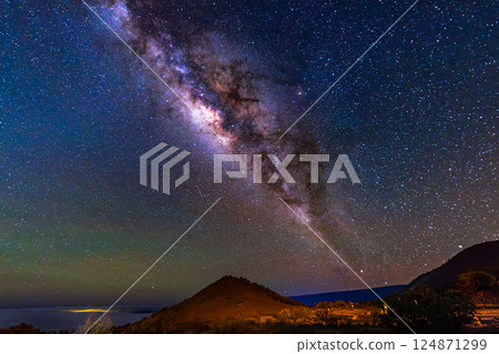 從夏威夷大島莫納克亞山遊客中心欣賞黎明時分的銀河壯麗景色 124871299