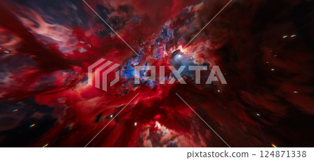Epic Red and Blue Cosmic Nebula Background in Deep Space Epic Red and Blue Cosmic Nebula Background in Deep Space 124871338