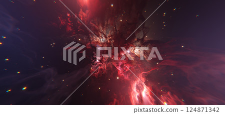 Epic Red and Blue Cosmic Nebula Background in Deep Space Epic Red and Blue Cosmic Nebula Background in Deep Space 124871342
