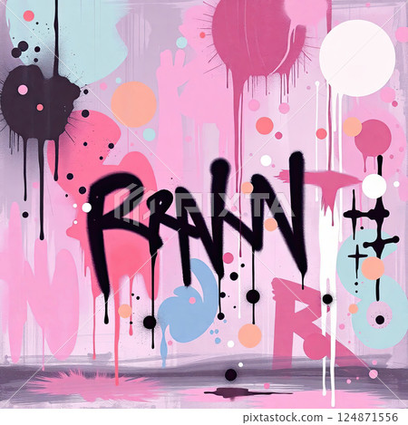Grungy background. Chaotic design with layered ink drops and dramatic splashes. 124871556