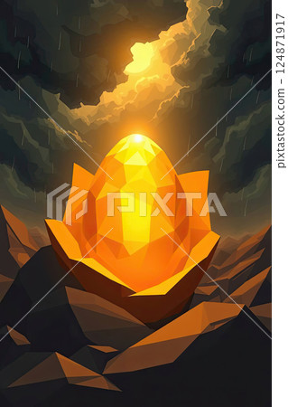 Volumetric egg with polygonal design. Easter theme concept. 124871917