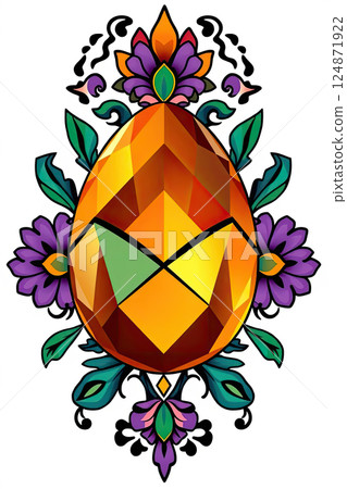 Volumetric egg with polygonal design. Easter theme concept. 124871922