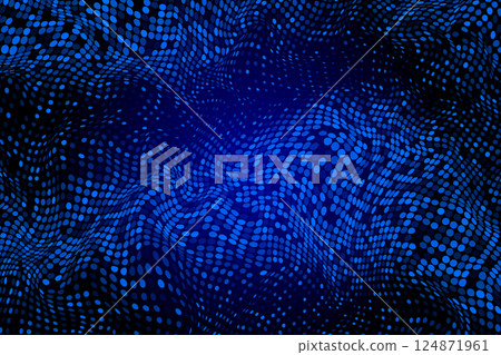 Abstract background featuring a wavy halftone pattern in shades of blue 124871961