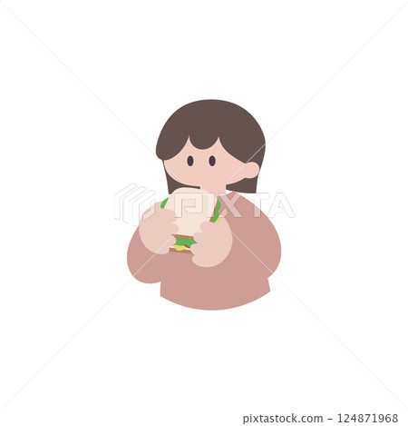 女人吃三明治 124871968