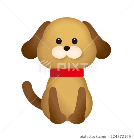 坐在前面的一條狗的插圖 坐在前面的一條狗的插圖 124872169