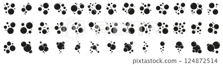 Soap Bubbles Solid Icon. Set Of Soapy Air Bubbles Floating In Different Arrangements Silhouette Symbol. Isolated Vector Illustration 124872514