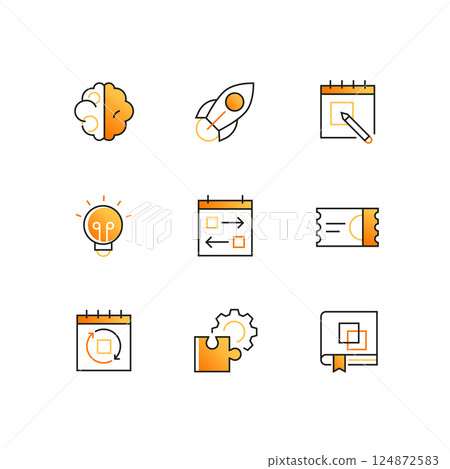 Business plan and management - line design style icons set 124872583