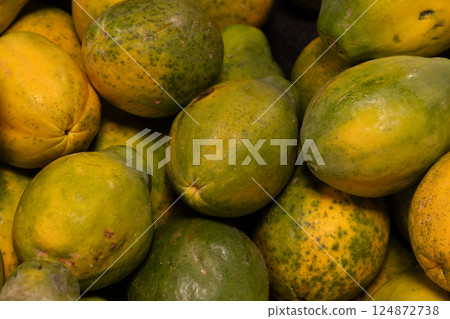 Hawaiian supermarket fruit section: Papaya Hawaiian supermarket fruit section: Papaya 124872738