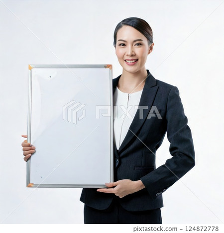 手持白板的女人（AI 影像） 124872778