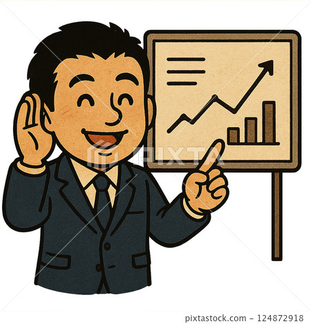 A businessman smilingly shares the secret to increasing sales 124872918