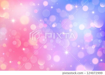 Pink unicorn background with glitter stars and bokeh. Dreamy magic sky. Purple fantasy fairy gradient. Lovely vector pastel wallpaper with iridescent gradient. Pink unicorn background with glitter stars and bokeh. Dreamy magic sky. Purple fantasy fairy gradient. Lovely vector pastel wallpaper with iridescent gradient. 124872999