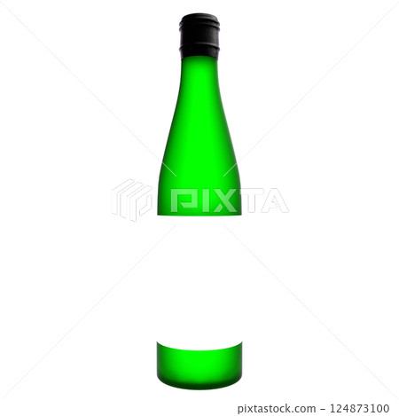 Liquor bottle, frosted glass, green, mockup, 3D rendering 124873100