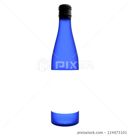 Liquor bottle, frosted glass, blue, mockup, 3D rendering 124873101