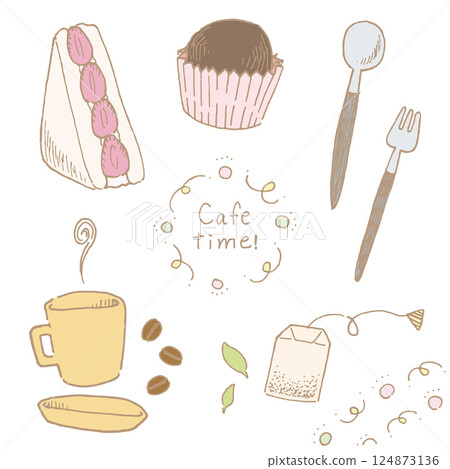 插圖集的茶和糖果 插圖集的茶和糖果 124873136