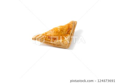 白色背景上的三角形蘋果派 白色背景上的三角形蘋果派 124873691